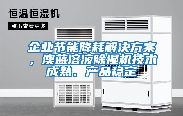 企業節能降耗解決方案，澳藍溶液除濕機技術成熟、產品穩定